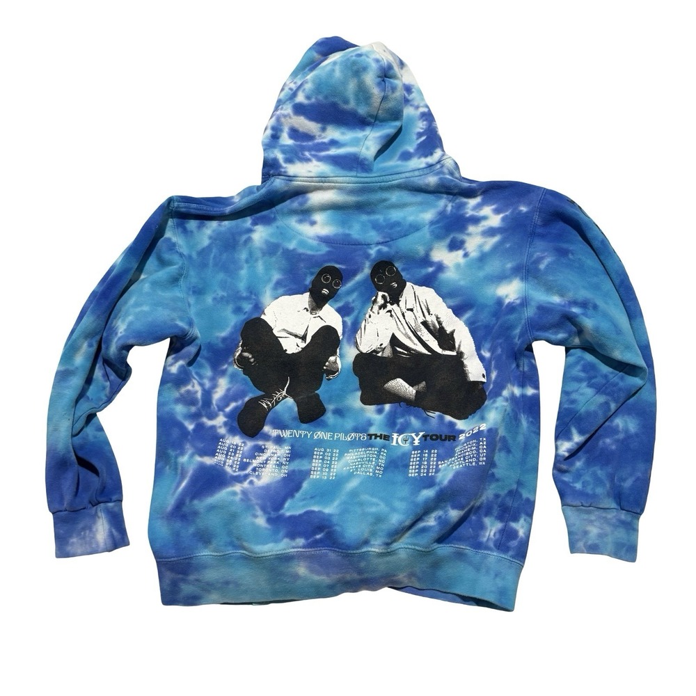 Twenty One 21 Pilots "The Icy Tour" SM Hoodie 2022 Tie Dye Blue Authentic Hoodie